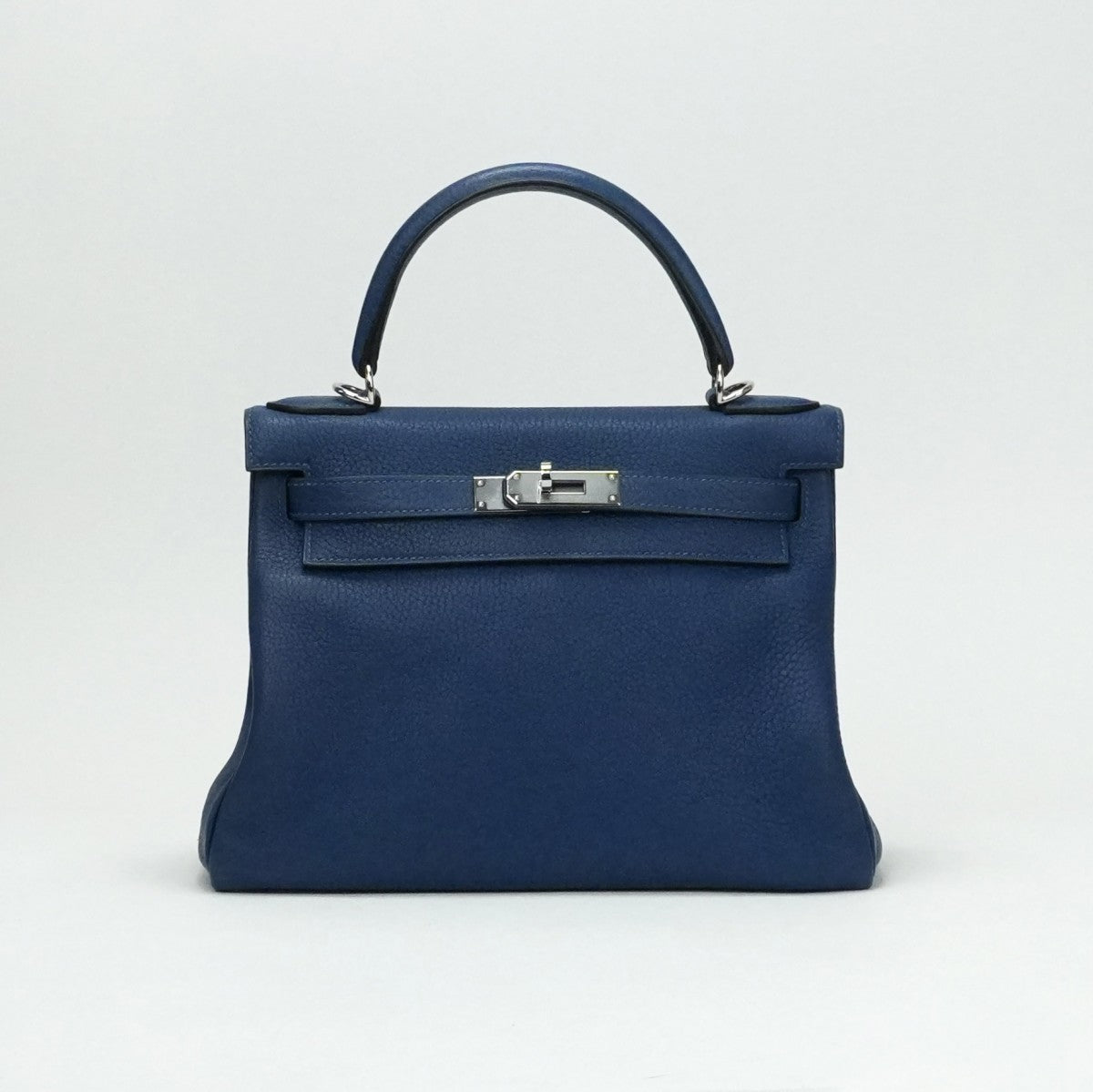 HERMES HERMES Kelly 28 Kelly 28 Bag, Tote bag, Shoulder bag, Torillon Clemence, Deep Blue, Blue, Silver hardware