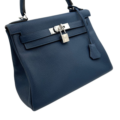 HERMES HERMES Kelly 28 Kelly 28 Bag, Tote bag, Shoulder bag, Torillon Clemence, Deep Blue, Blue, Silver hardware