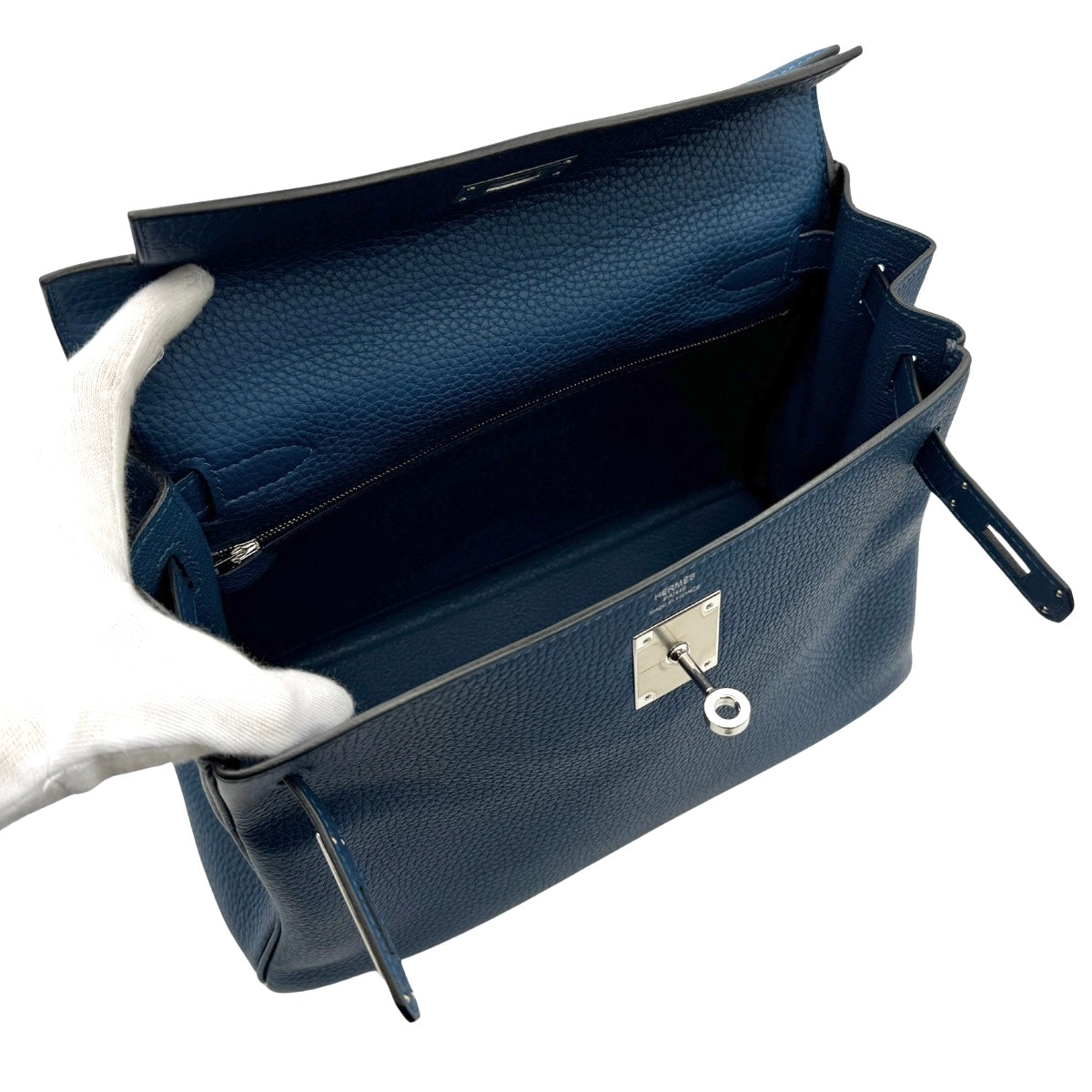 HERMES HERMES Kelly 28 Kelly 28 Bag, Tote bag, Shoulder bag, Torillon Clemence, Deep Blue, Blue, Silver hardware