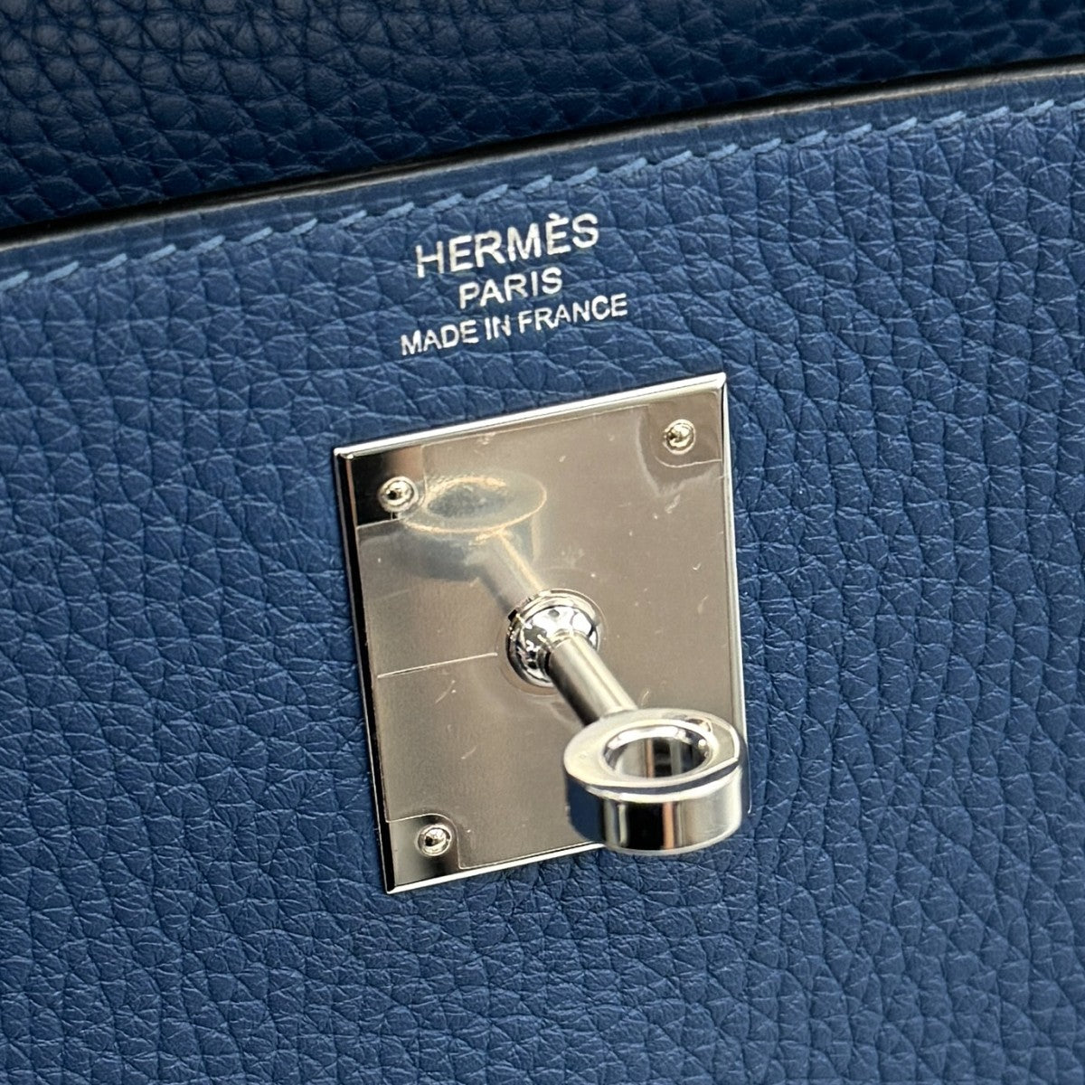 HERMES 헤르메스 Kelly 28 Kelly 28 가방, 토트 백, 숄더백, 토릴론 클레멘스, 짙은 파란색, 파란색, 실버 하드웨어