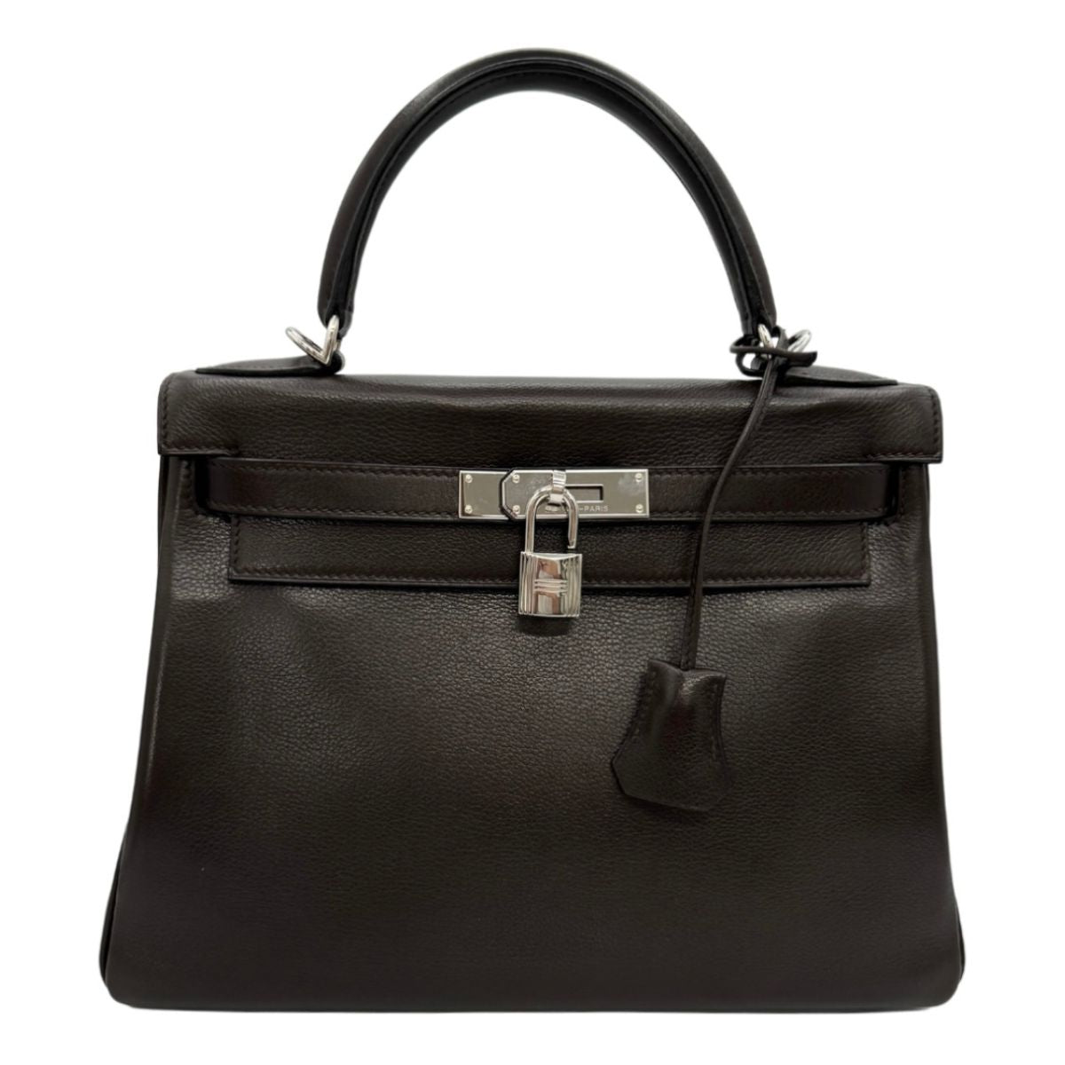 HERMES HERMES Kelly 28 Kelly 28 Bag, tote bag, Vacherierje, chocolate, brown, silver hardware