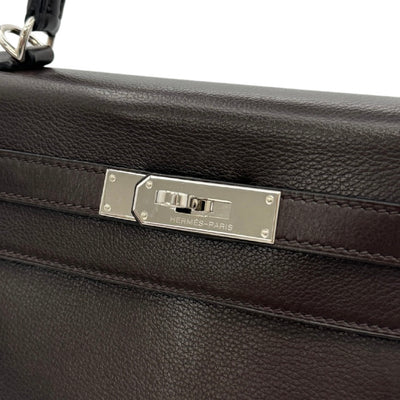 HERMES HERMES Kelly 28 Kelly 28 Bag, tote bag, Vacherierje, chocolate, brown, silver hardware