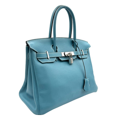 HERMES 헤르메스 Birkin 30 Birkin 30 가방, 토트 백, 스위프트, 블루 진, 블루, 블루, 실버 피팅, Voswift