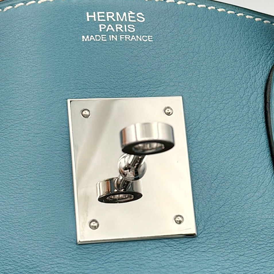 HERMES 헤르메스 Birkin 30 Birkin 30 가방, 토트 백, 스위프트, 블루 진, 블루, 블루, 실버 피팅, Voswift