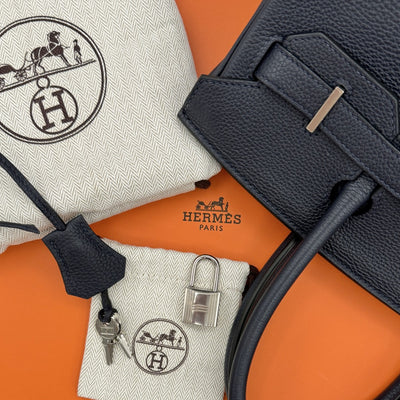 エルメス HERMES バーキン30 バーキン 30 バッグ トートバッグ トゴ ブルーニュイ オレンジポピー ネイビー オレンジ シルバー金具 ヴェルソ バイカラー