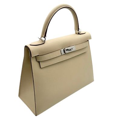 HERMES HERMES Kelly 28 Kelly 28 Bag, Tote Bag, Epson, Parschmann, Beige, Silver Fittings, Vaugh Epson