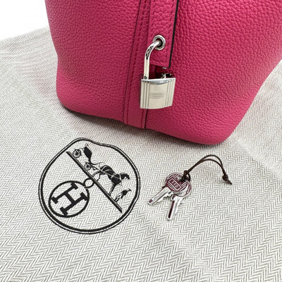 HERMES HERMES Picotin lock PM Picotin lock PM Picotin PM Picotin lock 18 Tote bag Toryon Clemence Rose Mexico Pink Silver Metal fittings