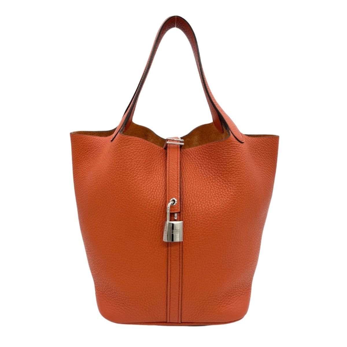 HERMES HERMES Picotin lock MM Picotin lock MM Picotin lock 22 Bag, Tote bag, Shoulder bag, Torillon Clemence, Orange, Orange, Silver hardware