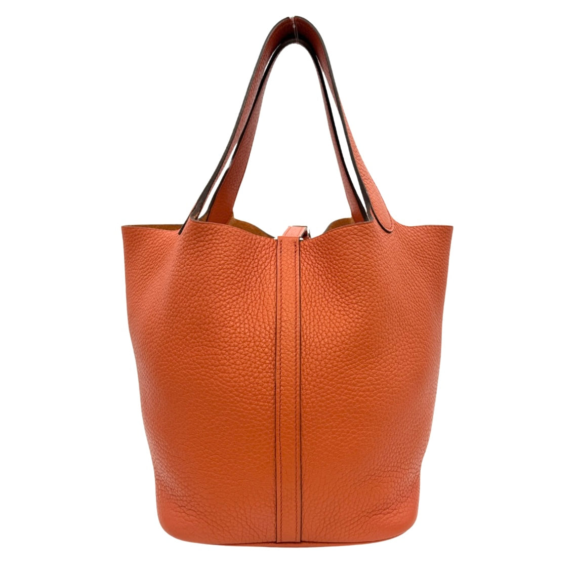 HERMES HERMES Picotin lock MM Picotin lock MM Picotin lock 22 Bag, Tote bag, Shoulder bag, Torillon Clemence, Orange, Orange, Silver hardware