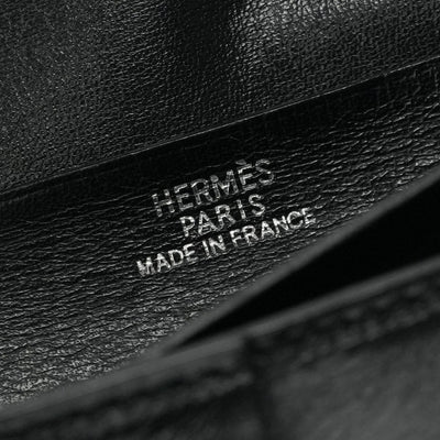 エルメス HERMES ベアンデュプリ ベアン デュプリ 財布 長財布 ロングウォレット ボックスカーフ ノワール ブラック 黒 シルバー金具 三つ折り