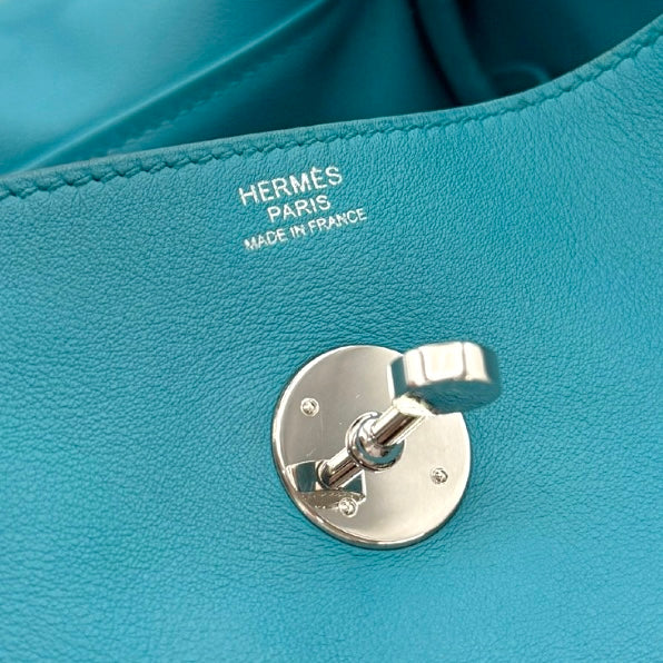 HERMES HERMES Lindy 30 Lindy 30 Bag, tote bag, shoulder bag, swift, turquoise, blue, blue, silver fittings, voswift