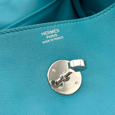 HERMES HERMES Lindy 30 Lindy 30 Bag, tote bag, shoulder bag, swift, turquoise, blue, blue, silver fittings, voswift