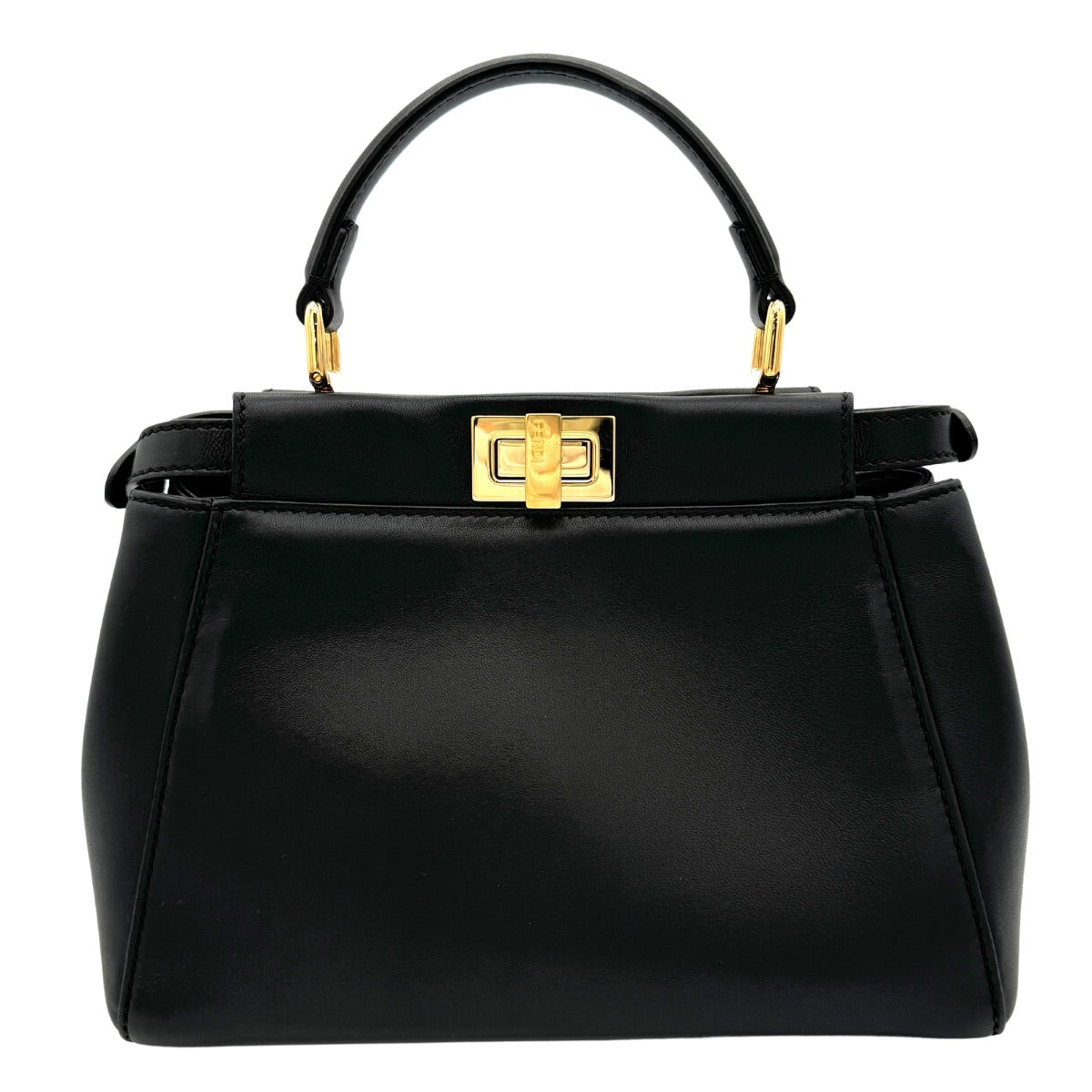 FENDI 펜디 Peekaboo small Mini peekaboo Peekaboo mini 가방, 토트 백, 숄더 백, 가죽, 검은 색, 금 피팅