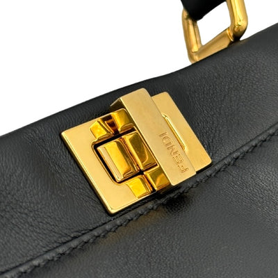 FENDI 펜디 Peekaboo small Mini peekaboo Peekaboo mini 가방, 토트 백, 숄더 백, 가죽, 검은 색, 금 피팅