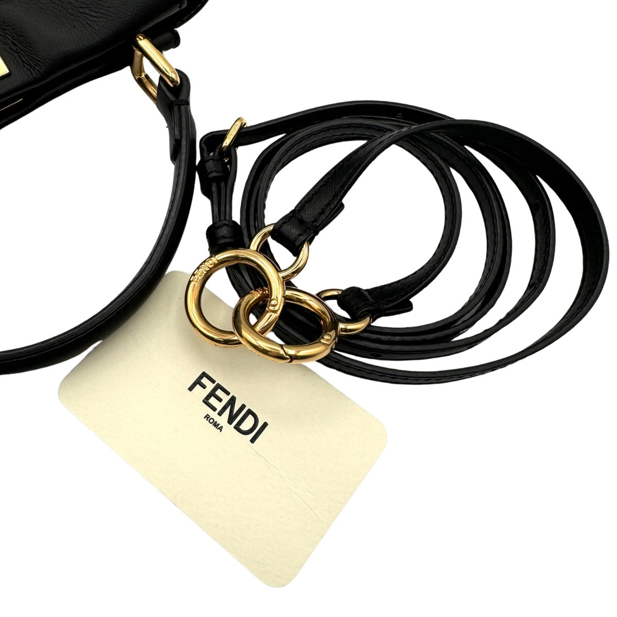 FENDI 펜디 Peekaboo small Mini peekaboo Peekaboo mini 가방, 토트 백, 숄더 백, 가죽, 검은 색, 금 피팅