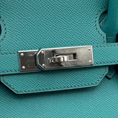 HERMES HERMES Birkin 30 Birkin 30 Bag Tote Bag Epson Blue Paon Blue Green Blue Green Silver Metal Fittings