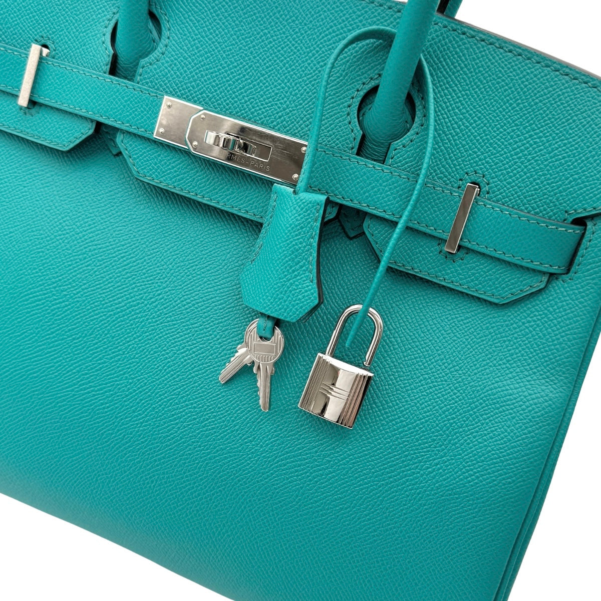 HERMES HERMES Birkin 30 Birkin 30 Bag Tote Bag Epson Blue Paon Blue Green Blue Green Silver Metal Fittings