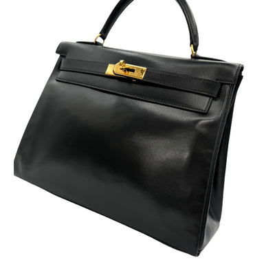 HERMES HERMES Kelly 32 Kelly 32 Bag, Tote Bag, Shoulder Bag, Box Calf, Noir, Black, Gold Fittings