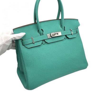 HERMES 헤르메스 Birkin 30 Birkin 30 가방, 토트 백, 토고, 레곤, 청록색, 파란색, 녹색, 파란색, 녹색, 실버 하드웨어