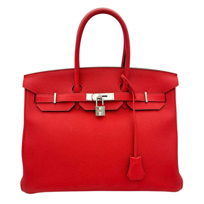 HERMES 헤르메스 Birkin 35 Birkin 35 가방, 토트 백, 루즈 쿠, 빨간색, 실버 하드웨어