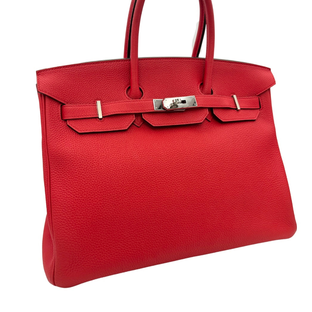 HERMES HERMES Birkin 35 Birkin 35 Bag, tote bag, rouge coo, red, silver hardware