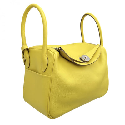 HERMES 爱马仕 Lindy 26 Lindy 26 袋，手提袋，肩膀袋，彩色，石灰，黄色，黄色，银色