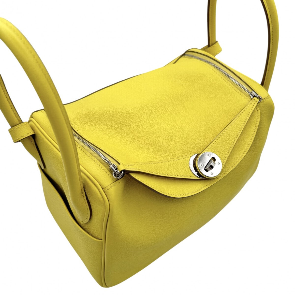 HERMES 爱马仕 Lindy 26 Lindy 26 袋，手提袋，肩膀袋，彩色，石灰，黄色，黄色，银色