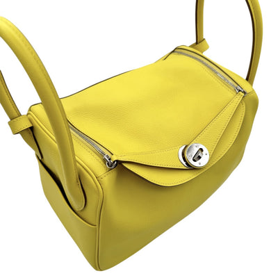 HERMES 爱马仕 Lindy 26 Lindy 26 袋，手提袋，肩膀袋，彩色，石灰，黄色，黄色，银色