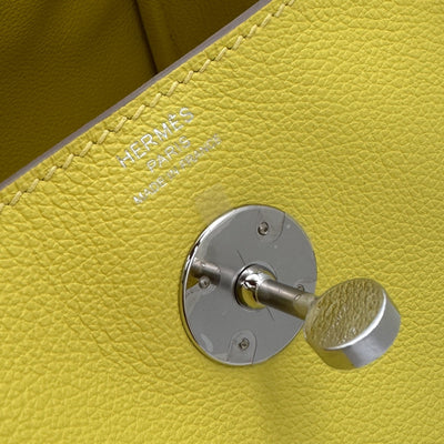 HERMES 爱马仕 Lindy 26 Lindy 26 袋，手提袋，肩膀袋，彩色，石灰，黄色，黄色，银色