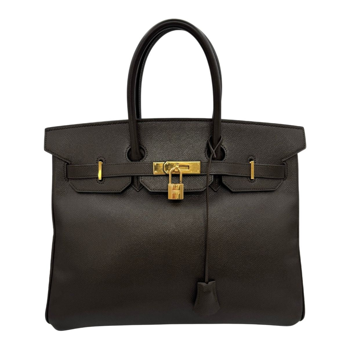 HERMES 헤르메스 Birkin 35 Birkin 35 가방, 토트 백, 쿠쉬 벨, 초콜릿, 갈색, 금 피팅