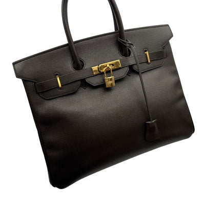 HERMES 헤르메스 Birkin 35 Birkin 35 가방, 토트 백, 쿠쉬 벨, 초콜릿, 갈색, 금 피팅