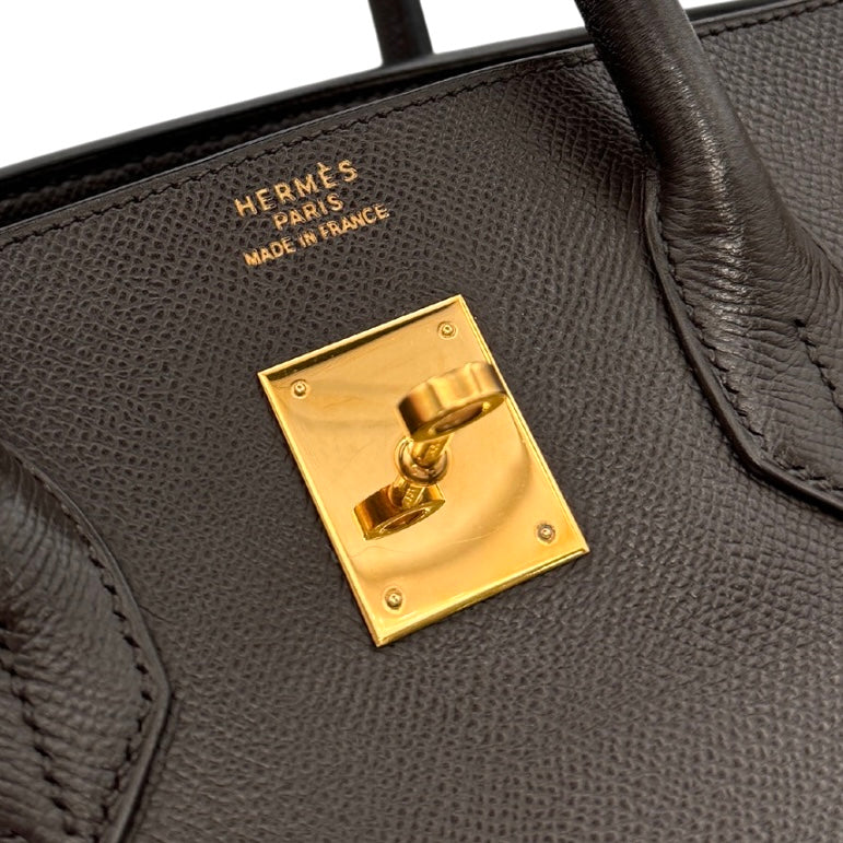 HERMES 헤르메스 Birkin 35 Birkin 35 가방, 토트 백, 쿠쉬 벨, 초콜릿, 갈색, 금 피팅