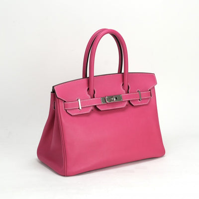 HERMES 헤르메스 Birkin 30 Birkin 30 가방 토트 백 엡슨 로즈 딜리안 핑크 실버 메탈 피팅 Vaugh Epson