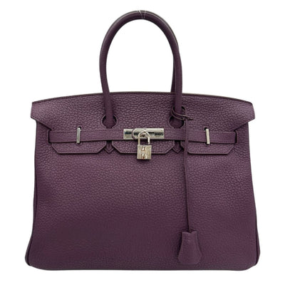 HERMES 헤르메스 Birkin 35 Birkin 35 가방, 토트 백, 피요르드, 카시스, 보라색, 보라색, 은색 피팅