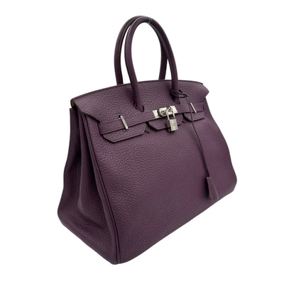 HERMES 헤르메스 Birkin 35 Birkin 35 가방, 토트 백, 피요르드, 카시스, 보라색, 보라색, 은색 피팅