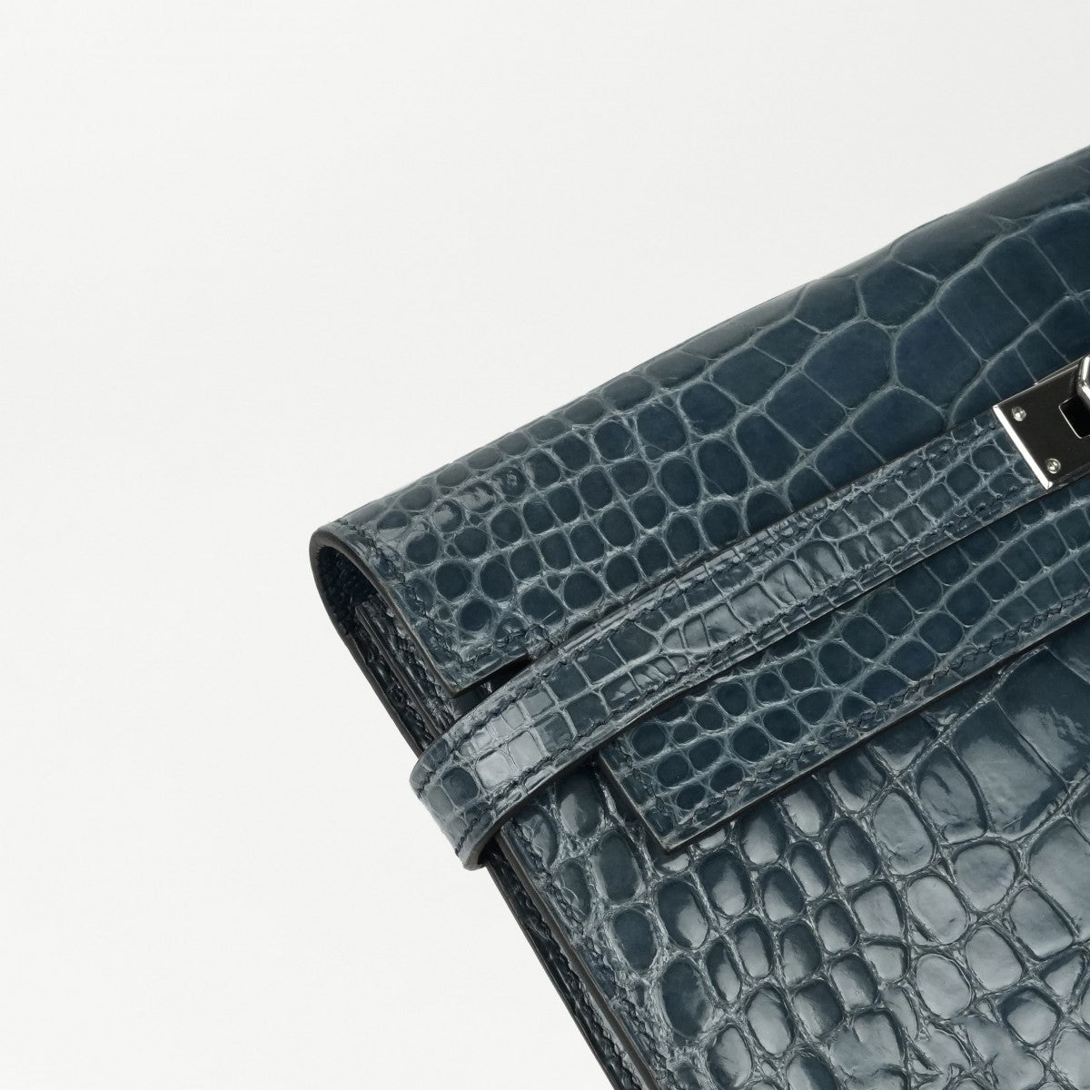 エルメス HERMES ケリーウォレット ケリーウォレットロング 財布 長財布 ロングウォレット アリゲーター クロコダイル ブルー 青 シルバー金具