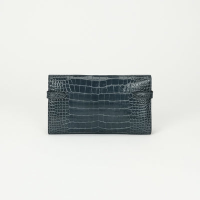 エルメス HERMES ケリーウォレット ケリーウォレットロング 財布 長財布 ロングウォレット アリゲーター クロコダイル ブルー 青 シルバー金具