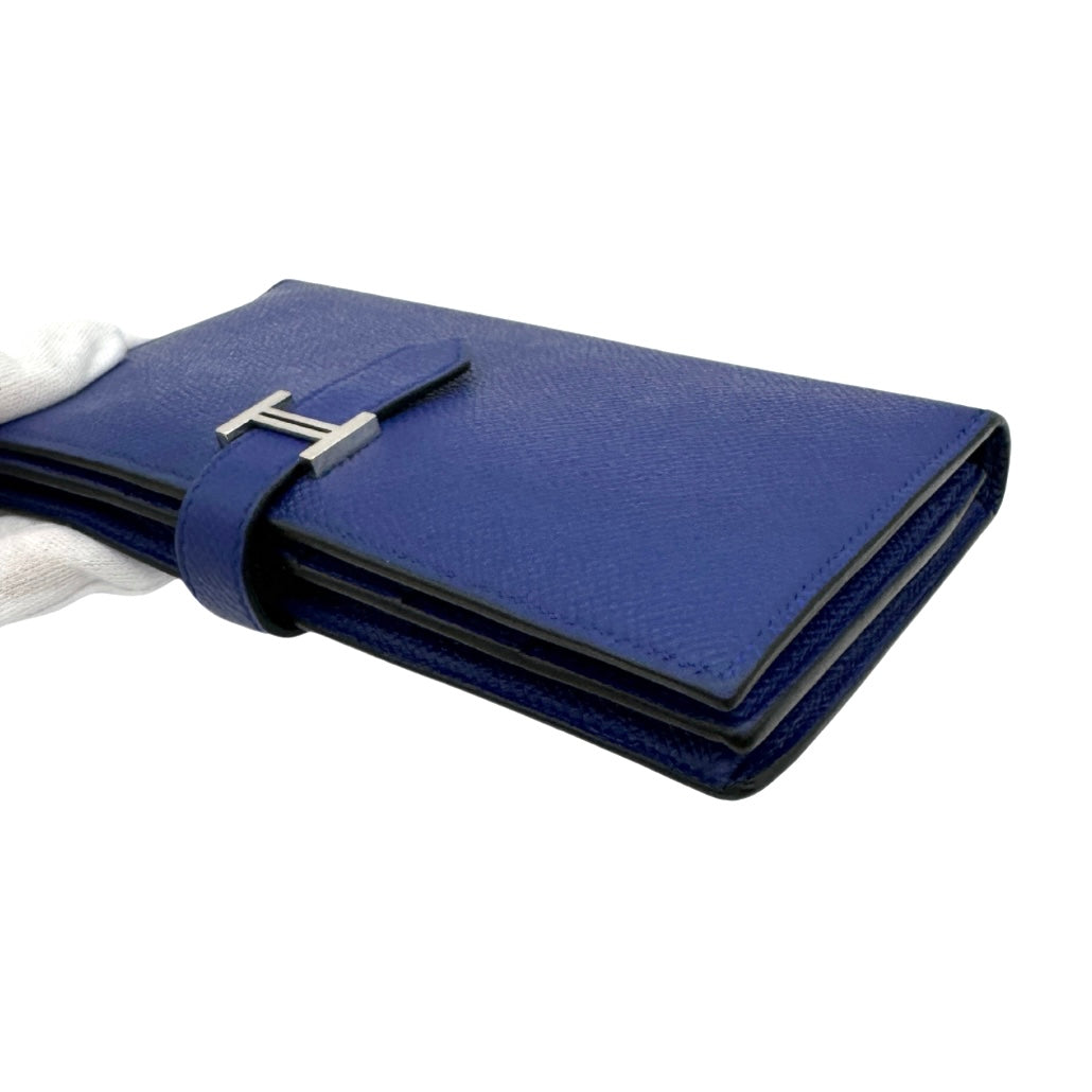 HERMES HERMES B?arn soufflet Bearn soufflet Wallet Long Wallet Epson Blue Electric Blue Blue Silver Vaugh Epson