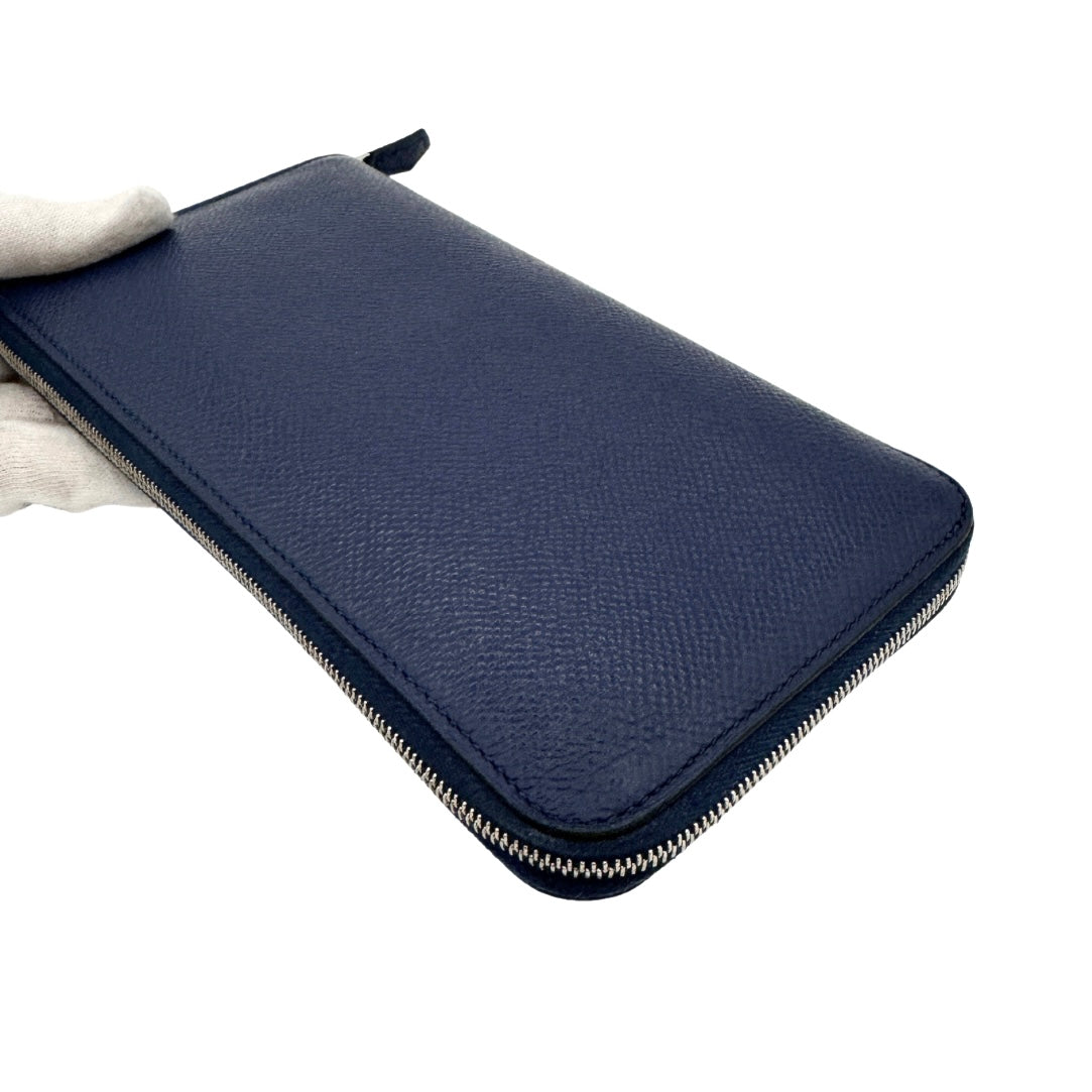 HERMES HERMES Azap long Azap long classic Wallet Long Wallet Epson Blue Blue Silver Metal Fittings Vaugh Epson Round Zip Round Zip