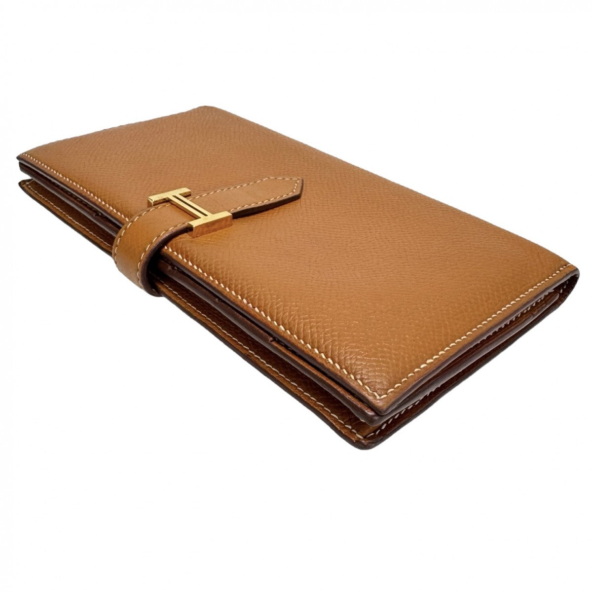 HERMES HERMES B?arn soufflet Bearn soufflet Wallet Long Wallet Epson Gold Brown Gold Hardware Vaugh Epson