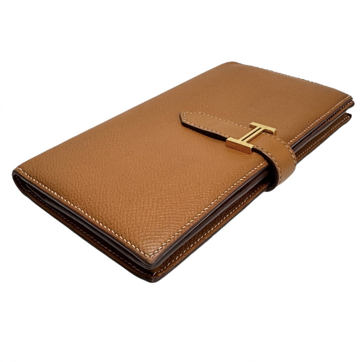 HERMES HERMES B?arn soufflet Bearn soufflet Wallet Long Wallet Epson Gold Brown Gold Hardware Vaugh Epson