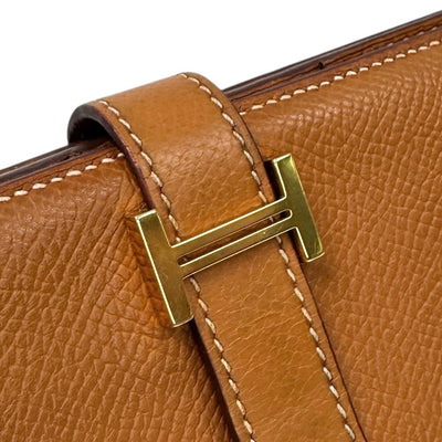 HERMES HERMES B?arn soufflet Bearn soufflet Wallet Long Wallet Epson Gold Brown Gold Hardware Vaugh Epson