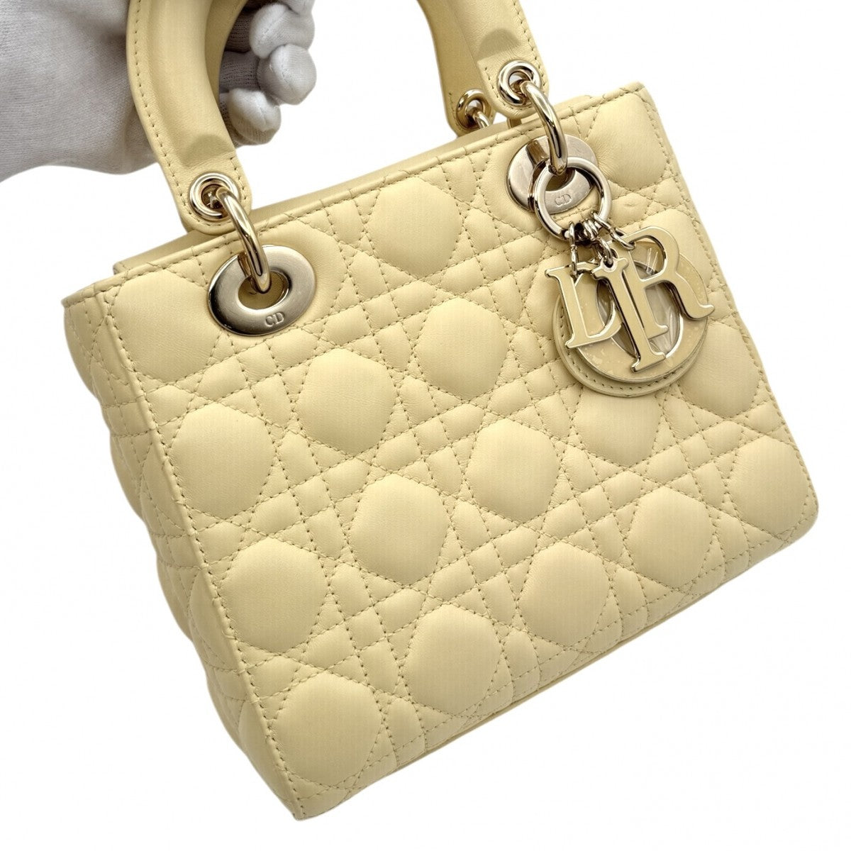 CHRISTIAN DIOR CHRISTIAN DIOR Lady dior small LADY DIOR MY ABCDIOR Small bag MYABC Cannage bag Bag, Tote Bag, Shoulder Bag, Lambskin, Yellow, Yellow, Gold Fittings