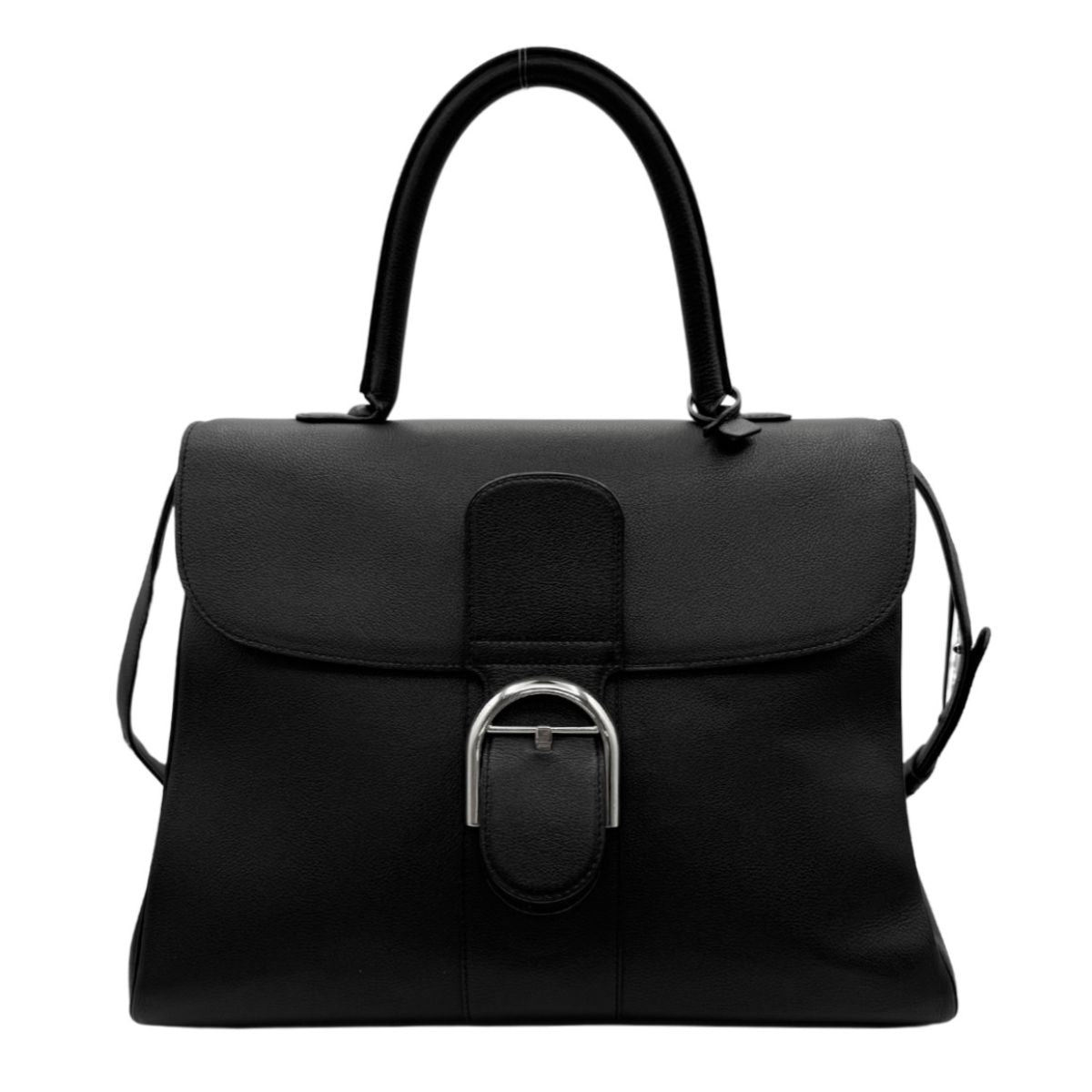 DELVAUX Delvaux Brillon GM Brillon GM 包，手提袋，肩膀袋，皮革，黑色，黑色，银色硬件，手袋，肩膀袋，2向袋子