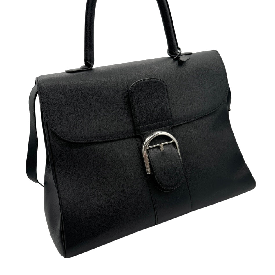 DELVAUX Delvaux Brillon GM Brillon GM 包，手提袋，肩膀袋，皮革，黑色，黑色，银色硬件，手袋，肩膀袋，2向袋子