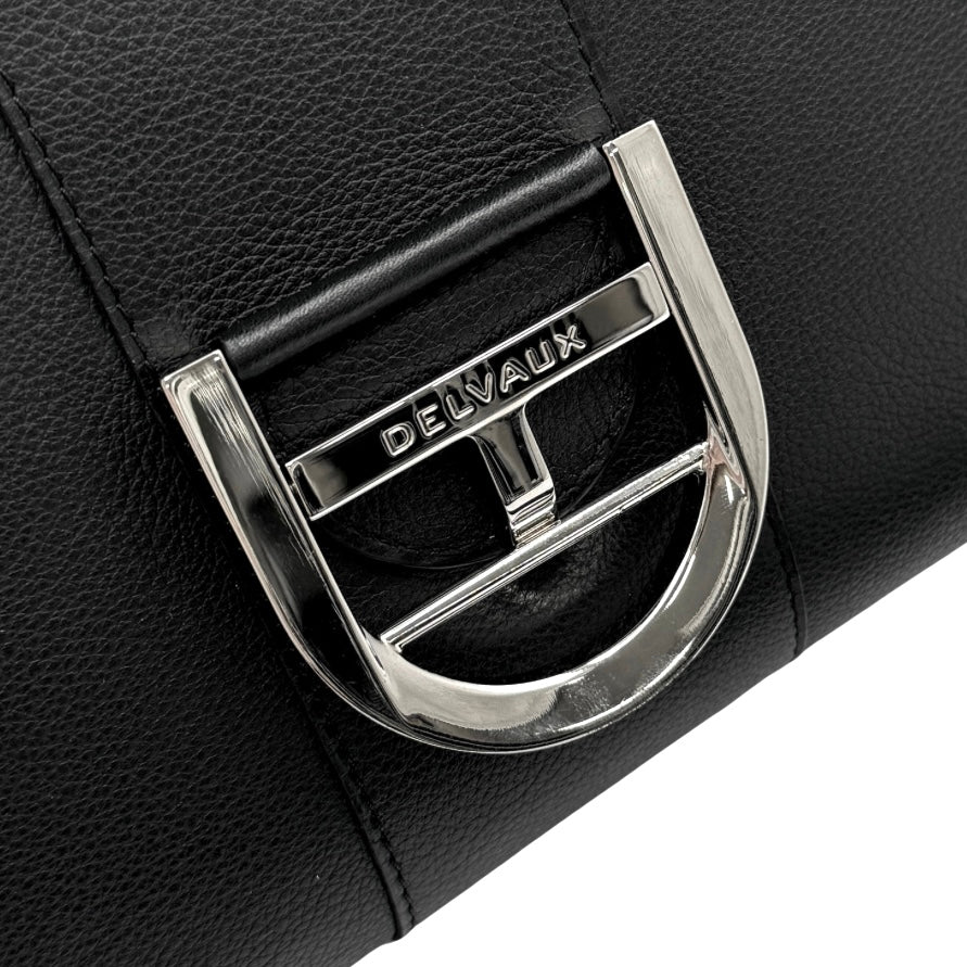 DELVAUX Delvaux Brillon GM Brillon GM 包，手提袋，肩膀袋，皮革，黑色，黑色，银色硬件，手袋，肩膀袋，2向袋子