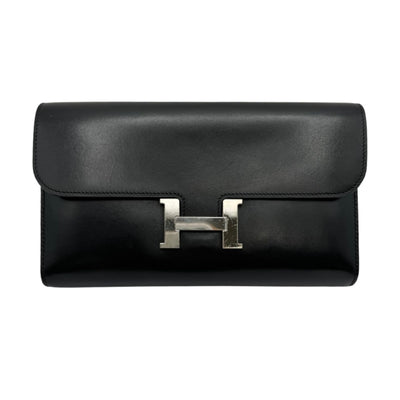 HERMES HERMES Constance long Constance long Wallet Long Wallet Long Wallet Box Calf Noir Black Silver Hardware