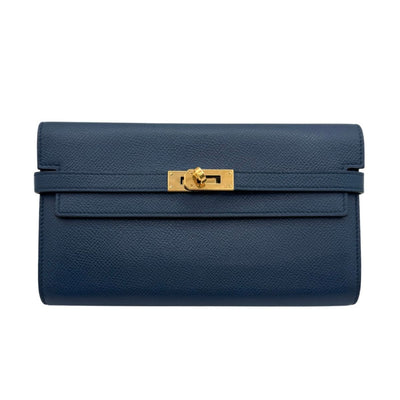 HERMES HERMES Kelly wallet Kelly wallet long Verso Bicolor Wallet Long Wallet Epson Deep Blue Veil Boss Fall Blue Green Blue Green Gold Hardware Vo Epson