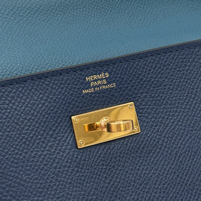 HERMES HERMES Kelly wallet Kelly wallet long Verso Bicolor Wallet Long Wallet Epson Deep Blue Veil Boss Fall Blue Green Blue Green Gold Hardware Vo Epson