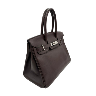 HERMES 헤르메스 Birkin 30 Birkin 30 가방, 토트 백, 엡슨, 초콜릿, 갈색, 갈색, 은색 피팅, Vo Epson